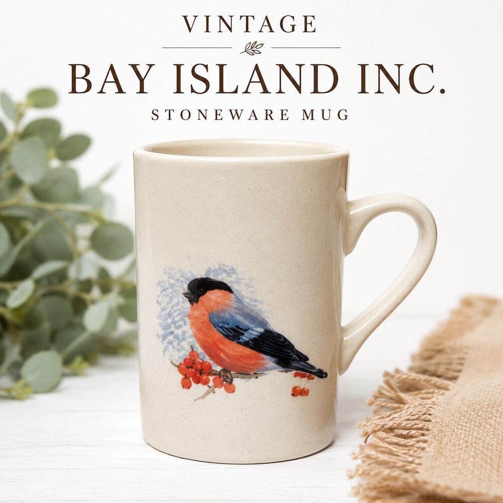 Vintage Bay Island Inc Bluebird Stoneware Mug Rustic Cabin Coffee Cup Japan